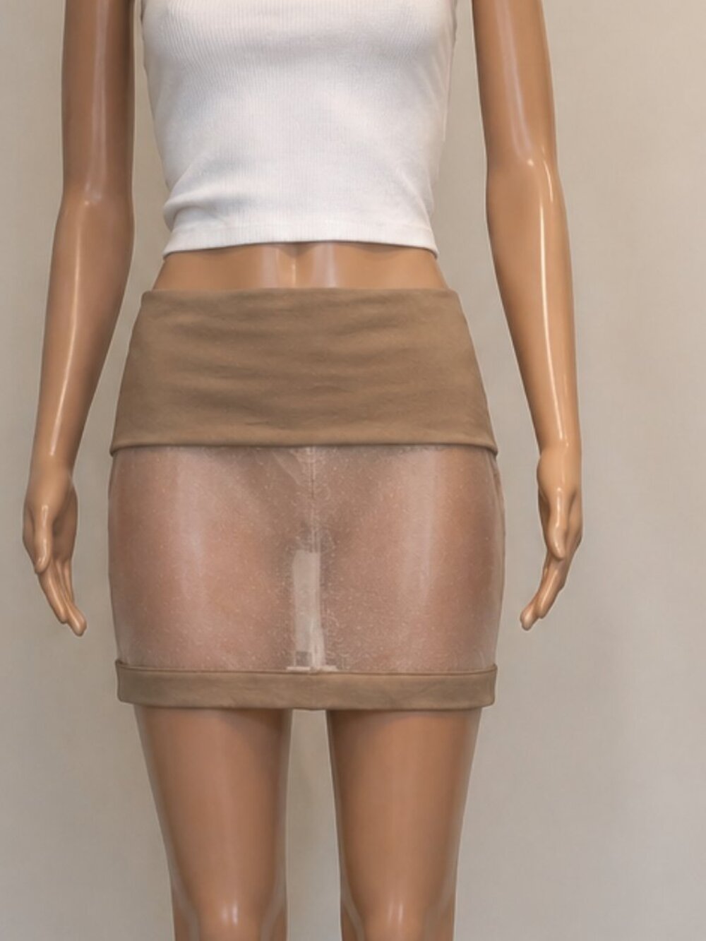 HERSKIND Sheer Mini Skirt Nude Beige New With Tags